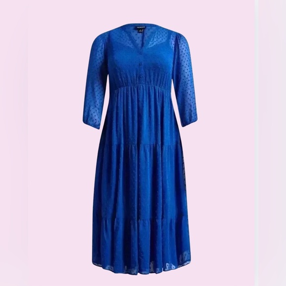Torrid Sheer Dot Dress Blue EUC​​​ - Picture 4 of 4